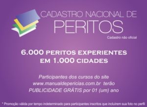 FAÇA PARTE DO CADASTRO NACIONAL DE PERITOS - realize o Curso Perícia Judicial Online - CLIQUE AQUI